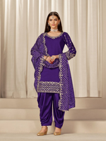 Thumbnail for Anaita Purple Roman Silk Stitched Suit with Embroidery & Real Mirror Work - Distacart