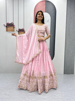 Thumbnail for Teeya Creation Baby Pink Color Chinon Silk Embroidery Work Fully Stitched Lehenga Choli - Distacart
