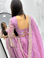 Thumbnail for Teeya Creation Lite Purple Color Gold Crush Embroidery Work Fully Stitched Lehenga Choli - Distacart