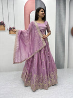Thumbnail for Teeya Creation Lite Purple Color Gold Crush Embroidery Work Fully Stitched Lehenga Choli - Distacart