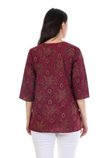 Thumbnail for Jaitra Apparels Women Printed Pure Cotton Straight Kurta (Wine)