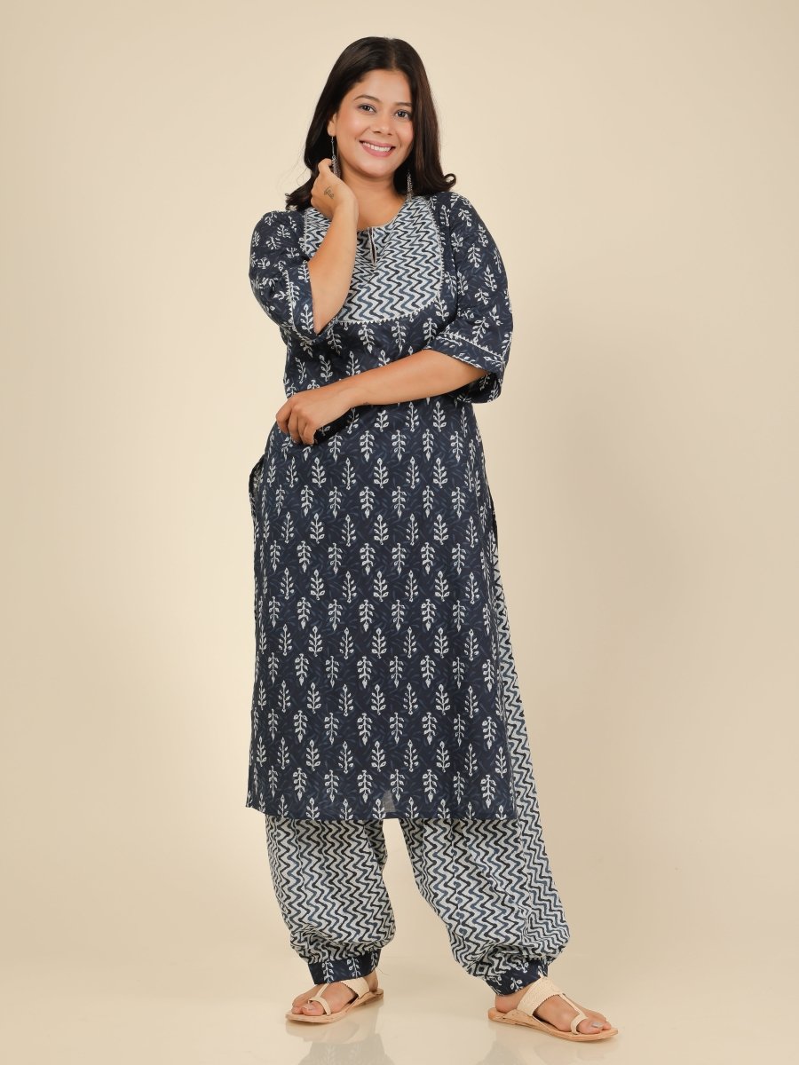 Aramya Straight Soft Cotton Block Print Women's Kurta - Blue - Distacart