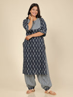 Thumbnail for Aramya Straight Soft Cotton Block Print Women's Kurta - Blue - Distacart