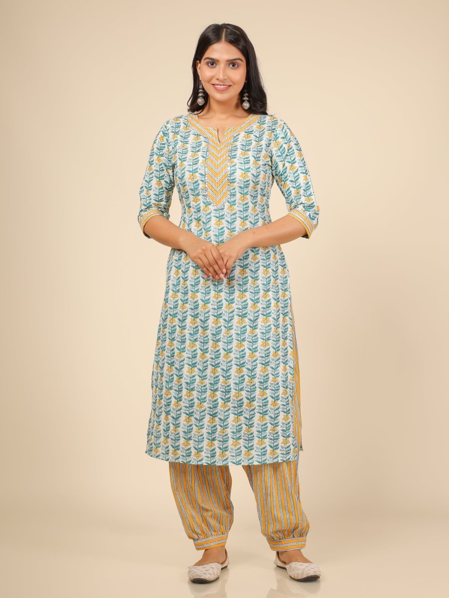 Aramya Straight Soft Cotton Floral Print Women's Kurta - White - Distacart