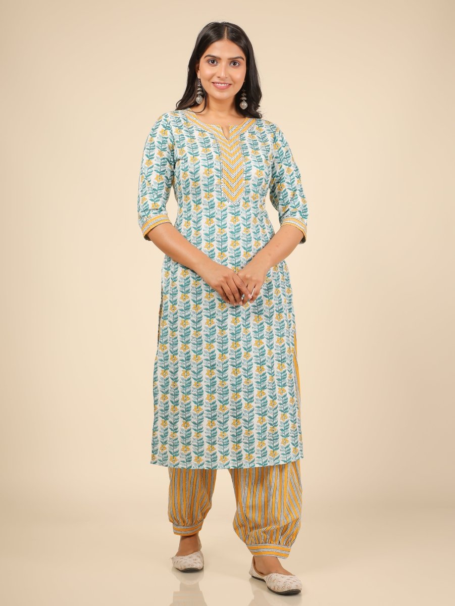 Aramya Straight Soft Cotton Floral Print Women's Kurta - White - Distacart