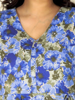 Thumbnail for Aramya A-line Soft Cotton Gold foil Print Women's Kurta - Blue - Distacart