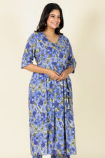 Thumbnail for Aramya A-line Soft Cotton Gold foil Print Women's Kurta - Blue - Distacart