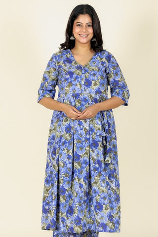 Aramya A-line Soft Cotton Gold foil Print Women's Kurta - Blue - Distacart