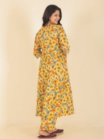 Thumbnail for Aramya Anarkali Soft Cotton Floral Print Women's Kurta - Yellow - Distacart