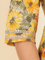 Thumbnail for Aramya Anarkali Soft Cotton Floral Print Women's Kurta - Yellow - Distacart