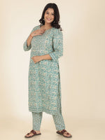 Thumbnail for Aramya Straight Soft Cotton Paisley Print Women's Kurta - Green - Distacart