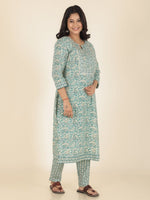 Thumbnail for Aramya Straight Soft Cotton Paisley Print Women's Kurta - Green - Distacart