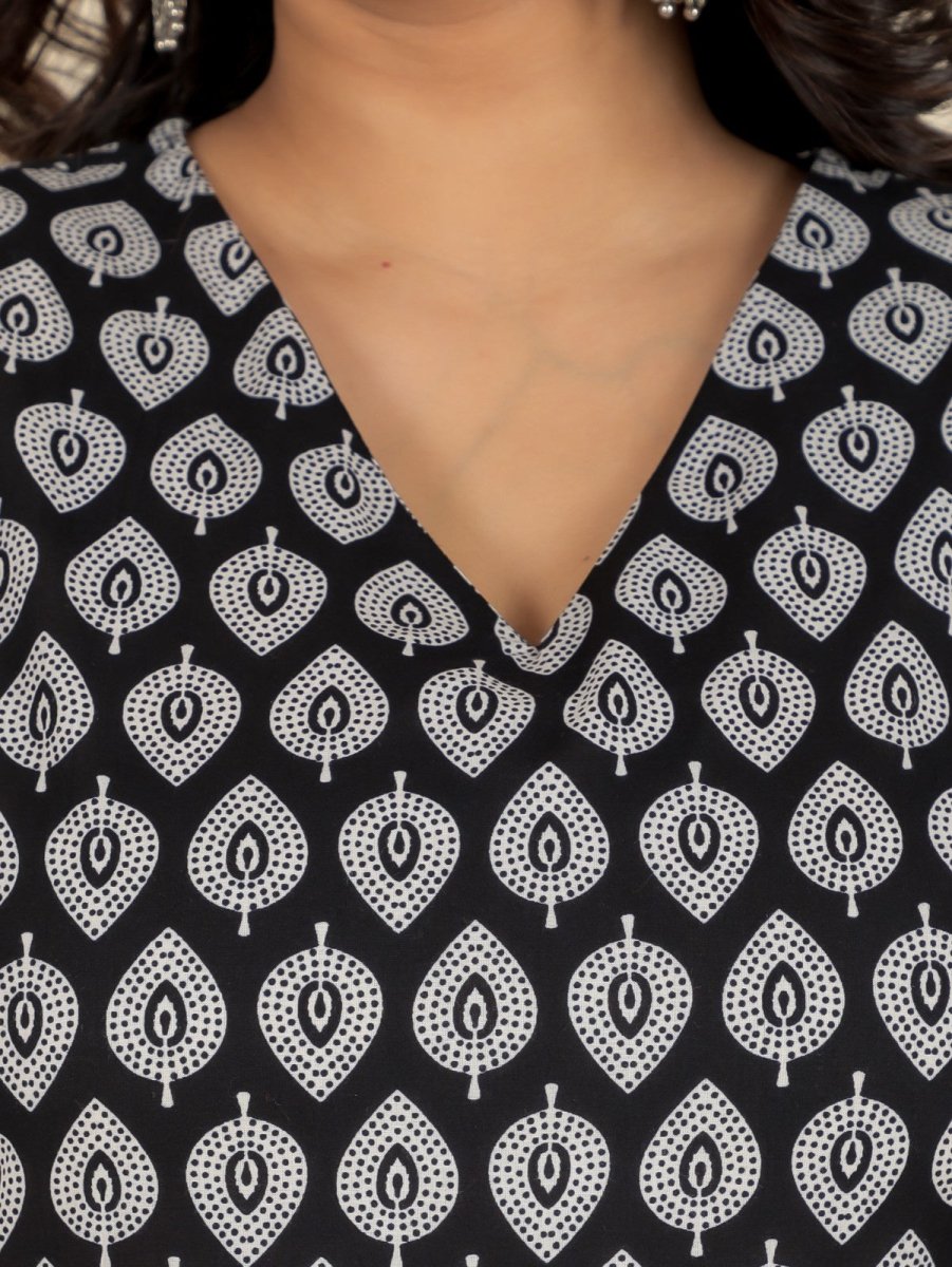 Aramya Straight Soft Cotton Butti Print Women's Kurta - Black - Distacart