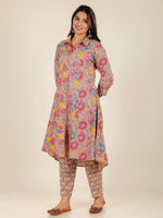 Thumbnail for Aramya High Low Soft Cotton Floral Print Women's Kurta - Brown - Distacart