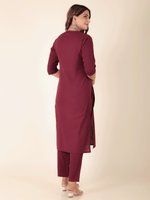 Thumbnail for Aramya Straight Linen Cotton Solid Women's Kurta - Purple - Distacart