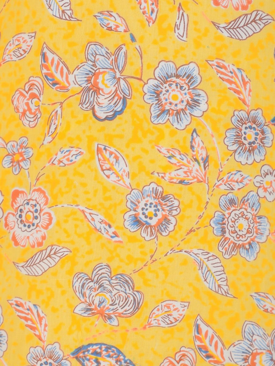 Aramya Straight Soft Cotton Floral Print Women's Kurta Set - Yellow - Distacart