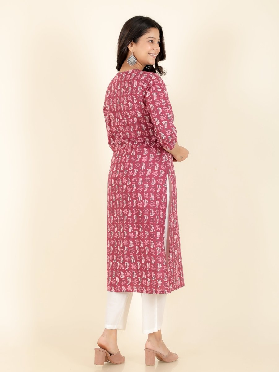 Aramya Straight Soft Cotton Abstract Print Women's Kurta - Red - Distacart