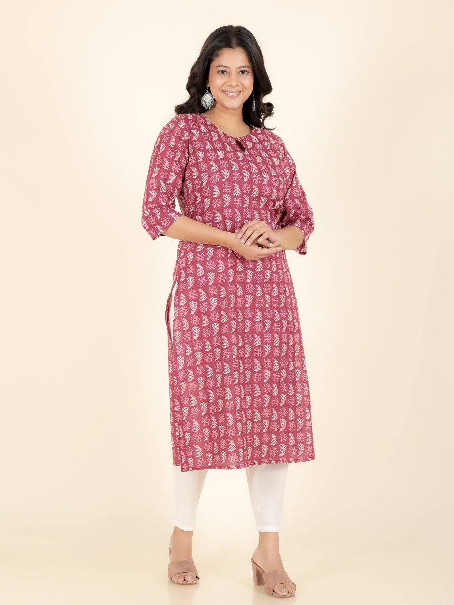 Aramya Straight Soft Cotton Abstract Print Women's Kurta - Red - Distacart