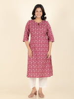 Thumbnail for Aramya Straight Soft Cotton Abstract Print Women's Kurta - Red - Distacart