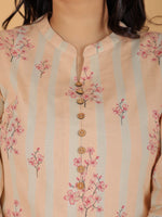 Thumbnail for Aramya Straight Soft Cotton Floral Print Women's Kurta - Off White - Distacart