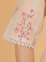 Thumbnail for Aramya Straight Soft Cotton Floral Print Women's Kurta - Off White - Distacart