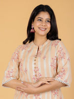 Thumbnail for Aramya Straight Soft Cotton Floral Print Women's Kurta - Off White - Distacart