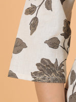 Thumbnail for Aramya A-line Linen Cotton Floral Print Women's Kurta - White - Distacart