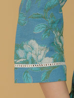 Thumbnail for Aramya Straight Linen Cotton Floral Print Women's Kurta - Green - Distacart