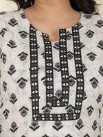 Thumbnail for Aramya Straight Soft Cotton Ikat Print Women's Kurta - White