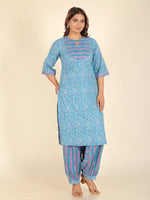 Thumbnail for Aramya Straight Soft Cotton Floral Print Women's Kurta - Blue - Distacart