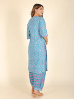 Thumbnail for Aramya Straight Soft Cotton Floral Print Women's Kurta - Blue - Distacart