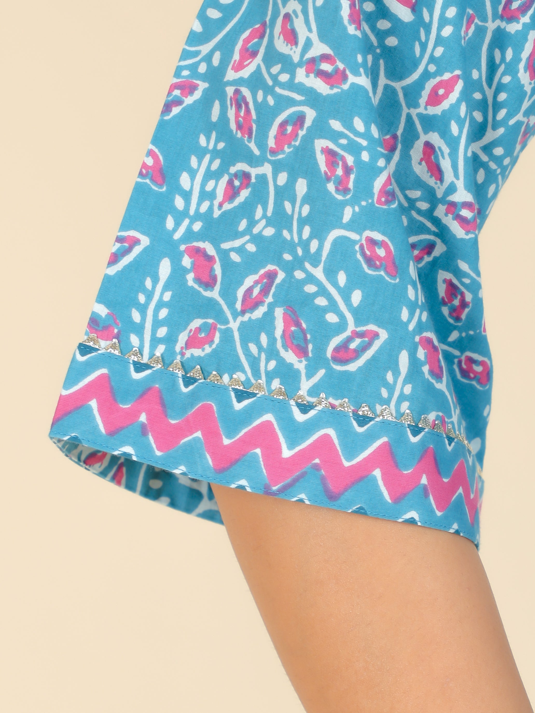 Aramya Straight Soft Cotton Floral Print Women's Kurta - Blue - Distacart