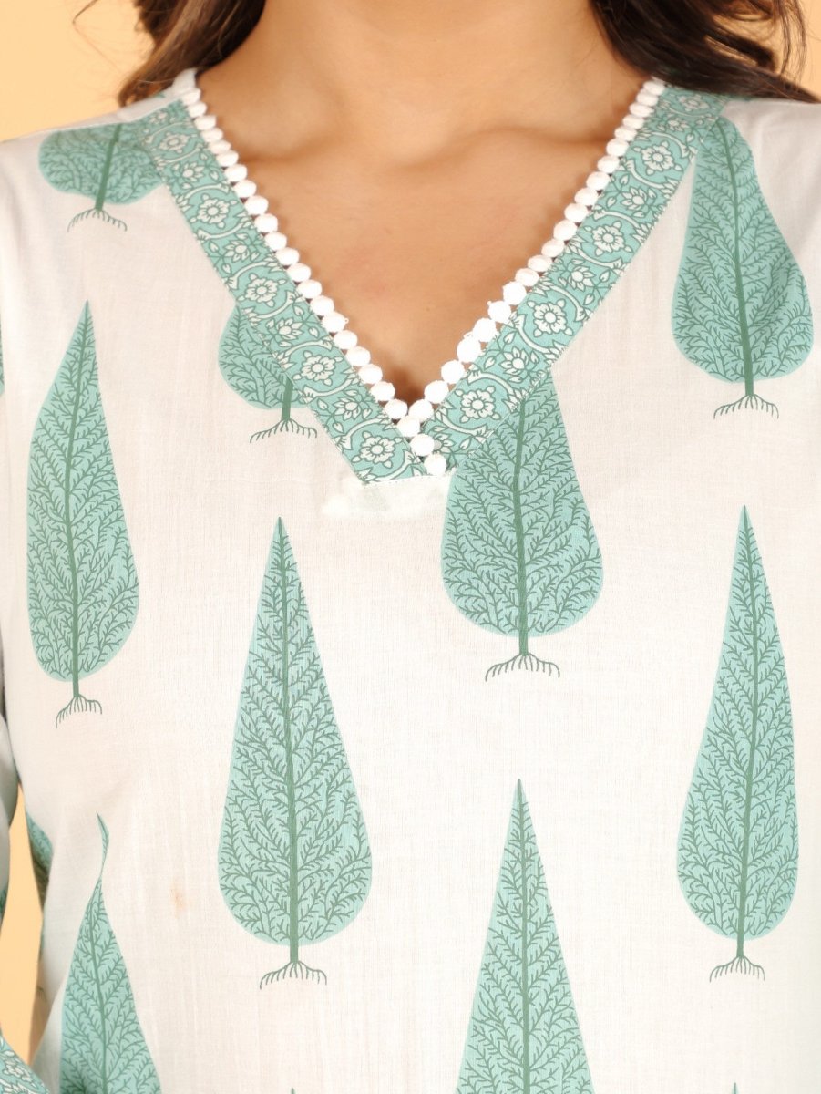 Aramya Straight Soft Cotton Floral Print Women's Kurta - White - Distacart