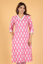 Thumbnail for Aramya Straight Soft Cotton Floral Print Women's Kurta - Pink - Distacart