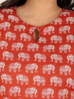 Thumbnail for Aramya Straight Soft Cotton Animal Print Women's Kurta - Red - Distacart