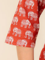Thumbnail for Aramya Straight Soft Cotton Animal Print Women's Kurta - Red - Distacart