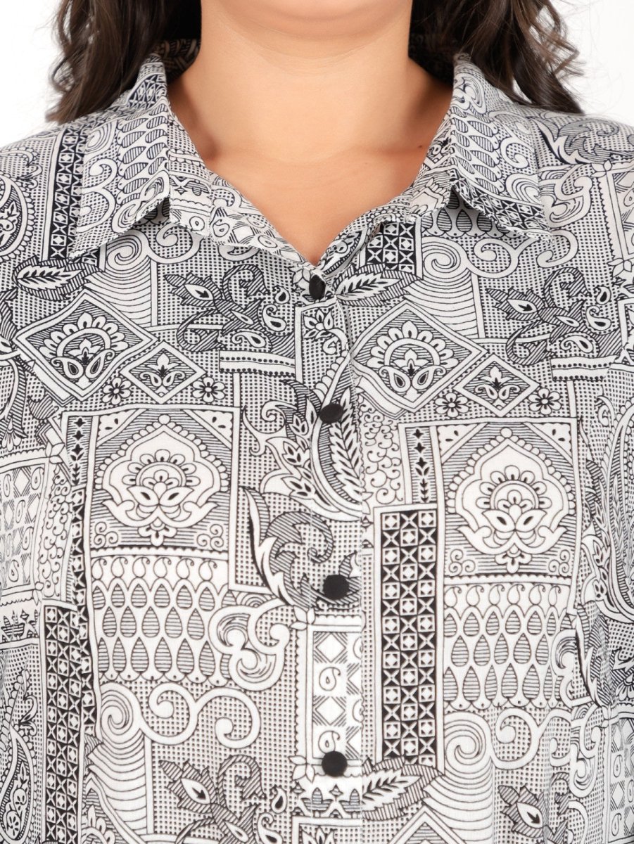 Aramya High Low Soft Cotton Patchwork Print Women's Kurta Set - Black - Distacart