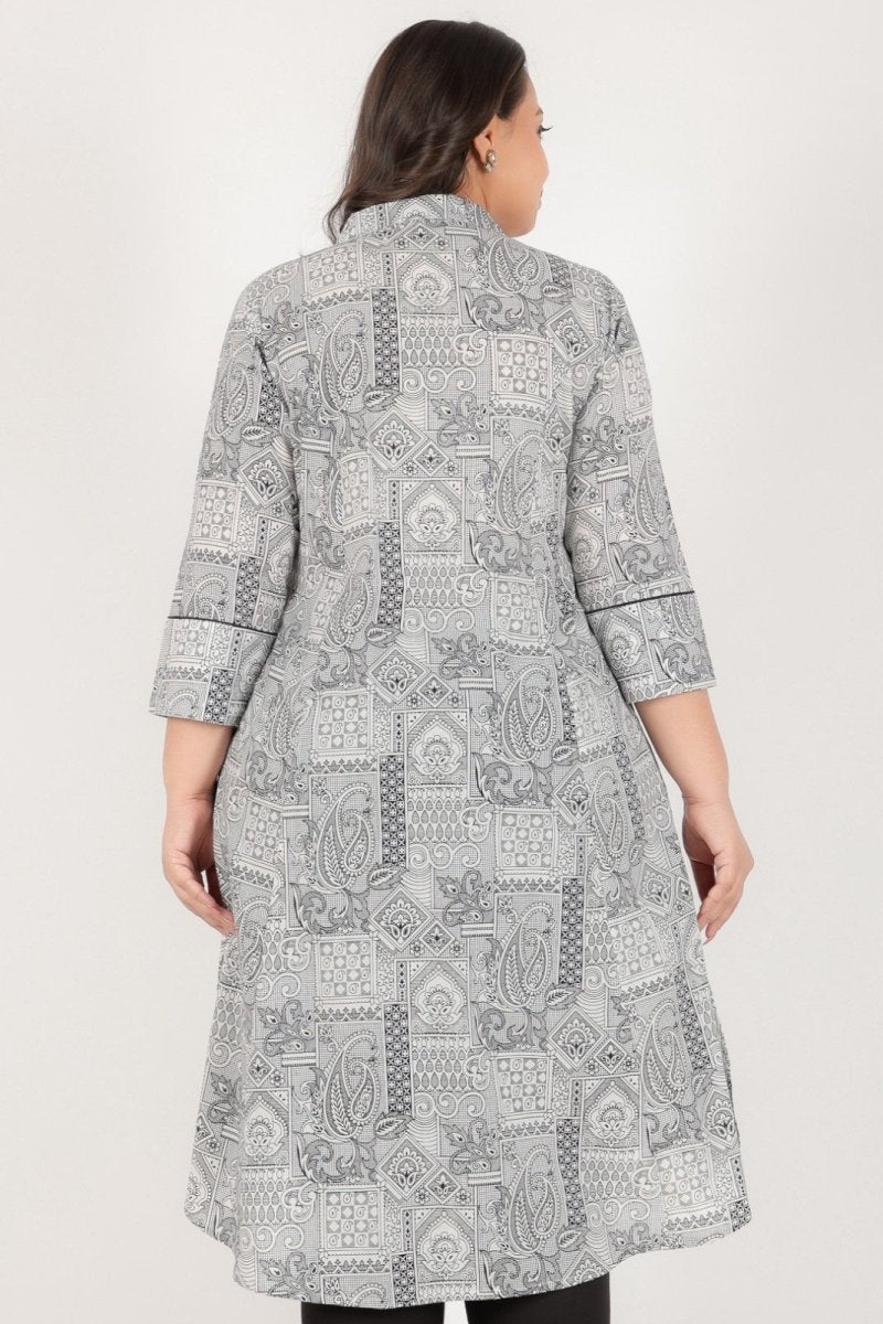 Aramya High Low Soft Cotton Patchwork Print Women's Kurta - Black - Distacart