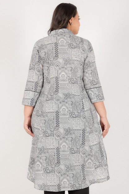 Aramya High Low Soft Cotton Patchwork Print Women's Kurta - Black - Distacart