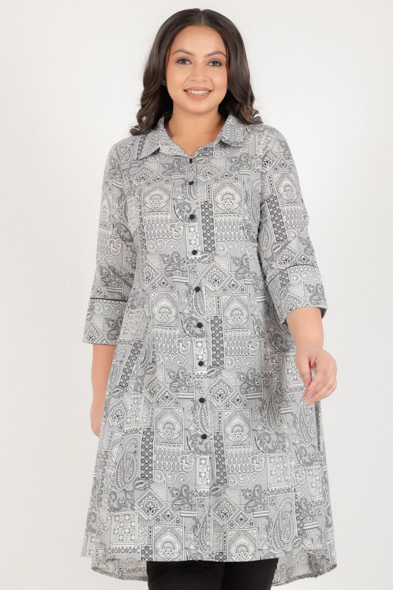 Aramya High Low Soft Cotton Patchwork Print Women's Kurta - Black - Distacart