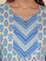 Thumbnail for Aramya Straight Soft Cotton Floral Print Women's Kurta - White - Distacart