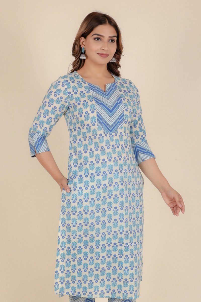 Aramya Straight Soft Cotton Floral Print Women's Kurta - White - Distacart