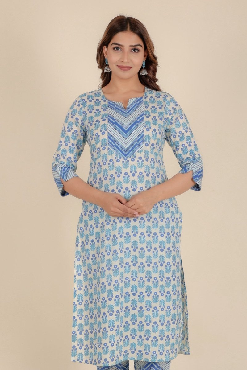 Aramya Straight Soft Cotton Floral Print Women's Kurta - White - Distacart