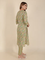 Thumbnail for Aramya Straight Soft Cotton Floral Print Women's Kurta - Green - Distacart