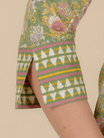 Thumbnail for Aramya Straight Soft Cotton Floral Print Women's Kurta - Green - Distacart