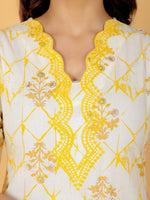 Thumbnail for Aramya Straight Soft Cotton Floral Print Women's Kurta - Yellow - Distacart