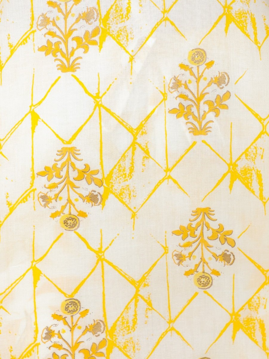 Aramya Straight Soft Cotton Floral Print Women's Kurta - Yellow - Distacart