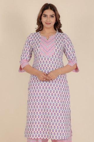 Aramya Straight Soft Cotton Floral Print Women's Kurta - Off White - Distacart