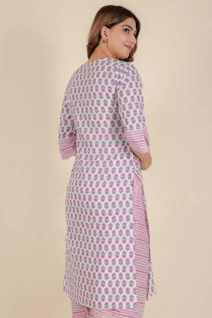 Aramya Straight Soft Cotton Floral Print Women's Kurta - Off White - Distacart