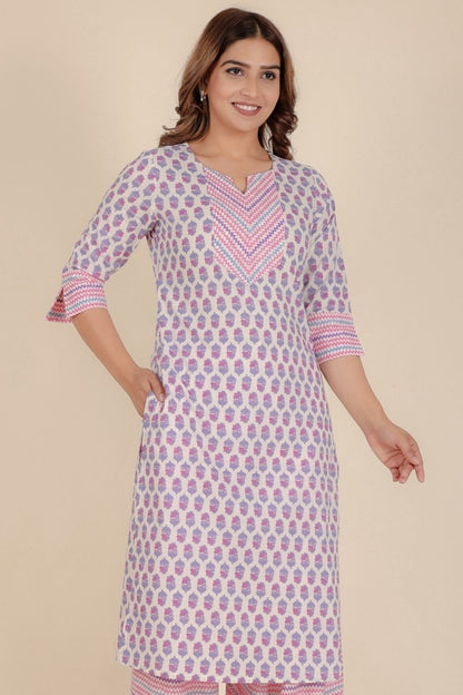 Aramya Straight Soft Cotton Floral Print Women's Kurta - Off White - Distacart